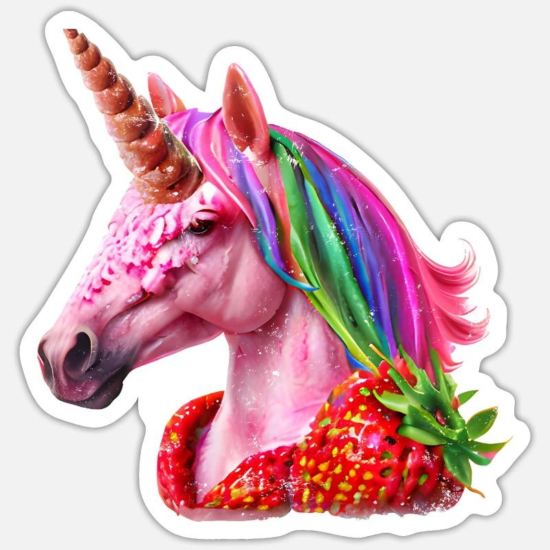 Erdbeer Einhorn Design Sticker Größe S (10 x 10 cm)