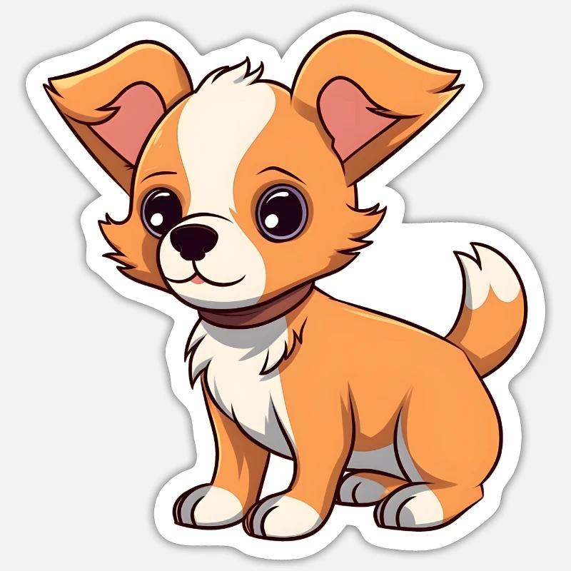 Chiot mignon avec de grands yeux Sticker taille S (10 x 10 cm)