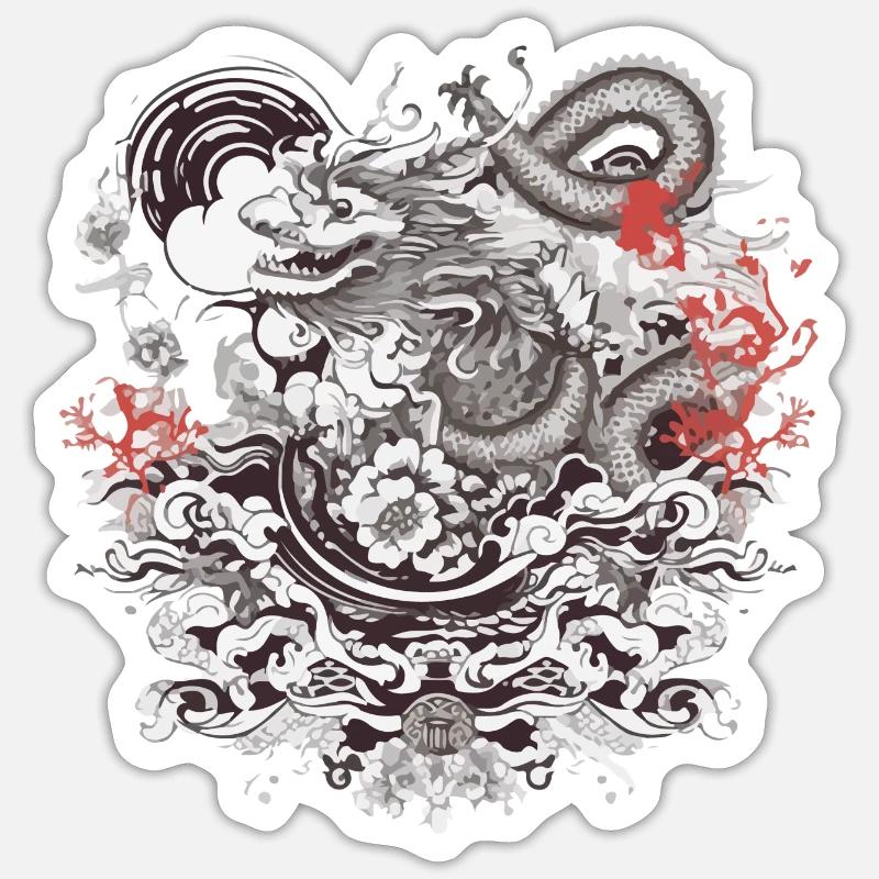 Chinese folklore - Sticker size S (10 x 10 cm) - white matte