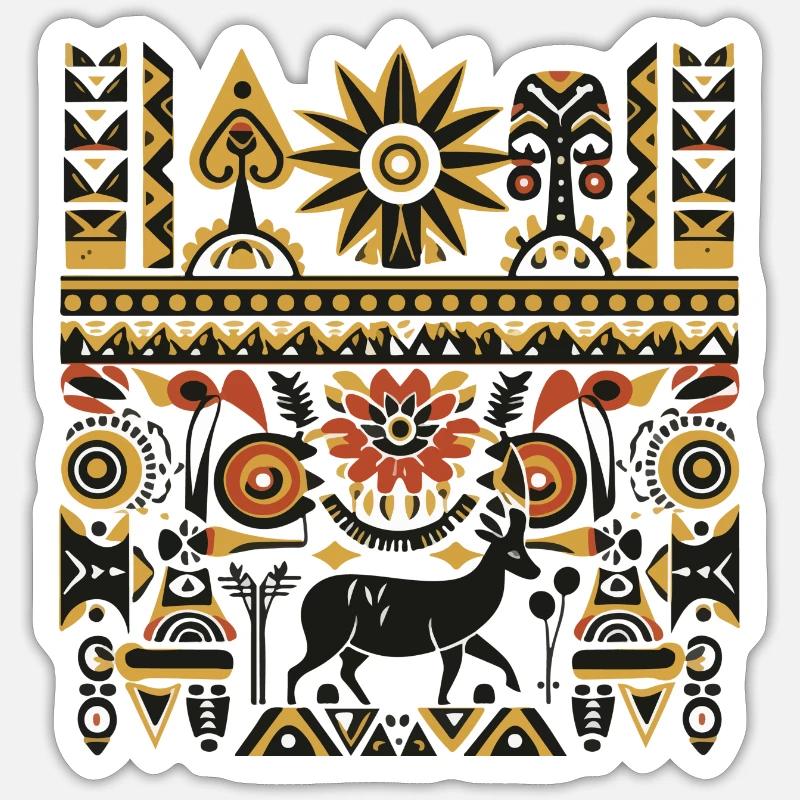 Folklore africain - Sticker taille S (10 x 10 cm) - blanc mat