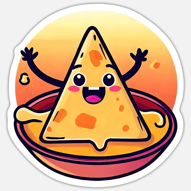 Nacho Chip in cremigem Käsebad - Sticker Größe S (10 x 10 cm) - Mattweiß