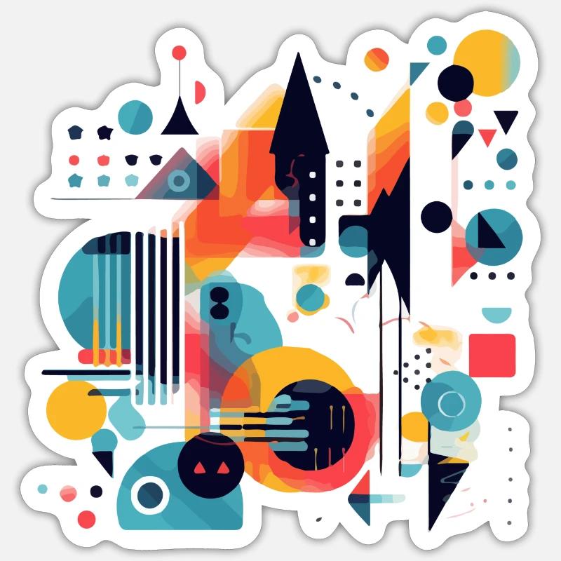 Design géométrique abstrait - Sticker taille S (10 x 10 cm) - blanc mat