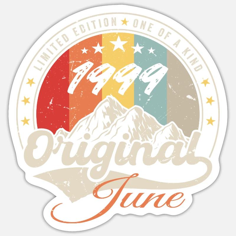 Juni 1999 Original 1999 Jubiläum 1999 Juni - Sticker Größe S (10 x 10 cm) - Mattweiß