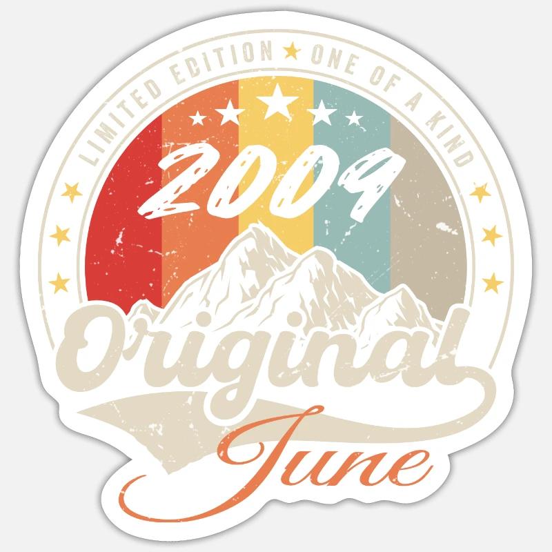Juni 2009 Original 2009 Jubiläum 2009 Juni - Sticker Größe S (10 x 10 cm) - Mattweiß