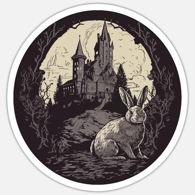 Rabbit Bunny Gothic Art Sticker size S (10 x 10 cm)