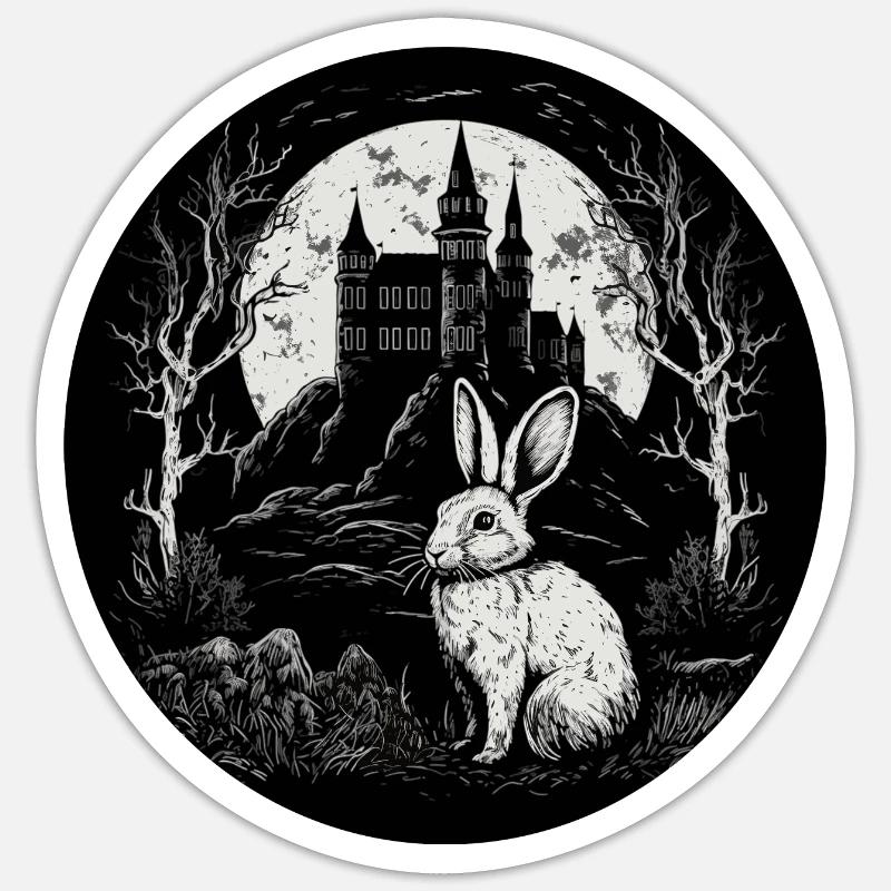 Rabbit Bunny Gothic-Kunst - Sticker Größe S (10 x 10 cm) - Mattweiß