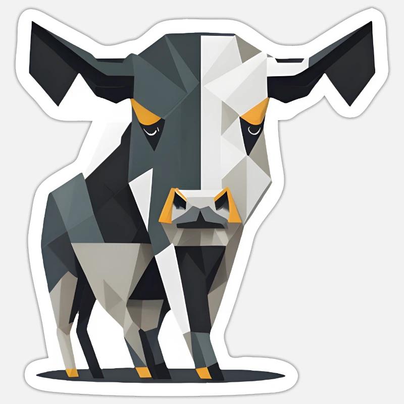 Polygon-Kuh - Sticker Größe S (10 x 10 cm) - Mattweiß