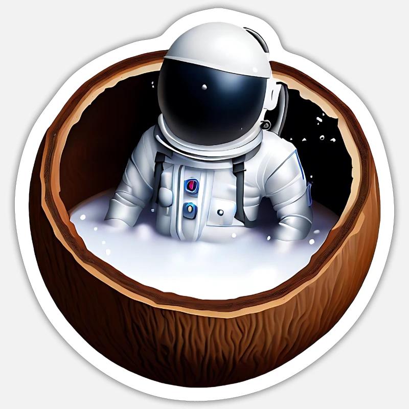 Astronaut in a coconut - Sticker size S (10 x 10 cm) - white matte