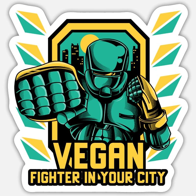 Robot de combat végétalien Sticker taille S (10 x 10 cm)