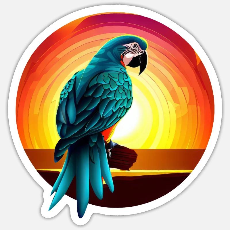 Papagei Sunset - Sticker Größe S (10 x 10 cm) - Mattweiß