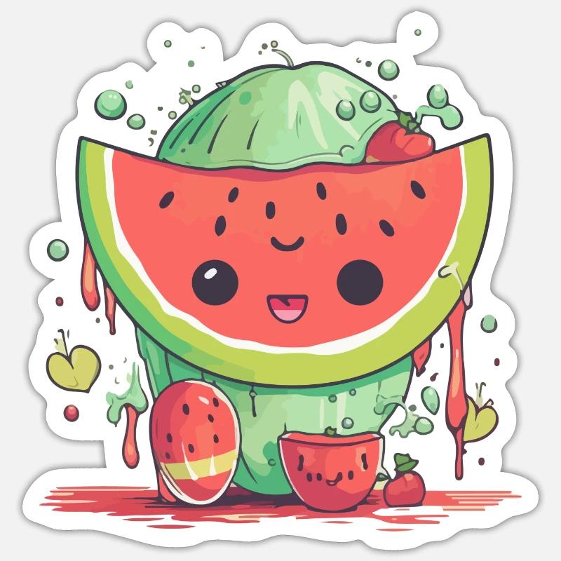 Ella pastèque kawaii Sticker taille S (10 x 10 cm)
