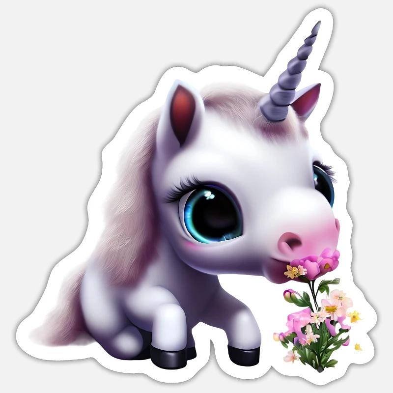 Joli bouquet d’odeurs de licorne Sticker taille S (10 x 10 cm)