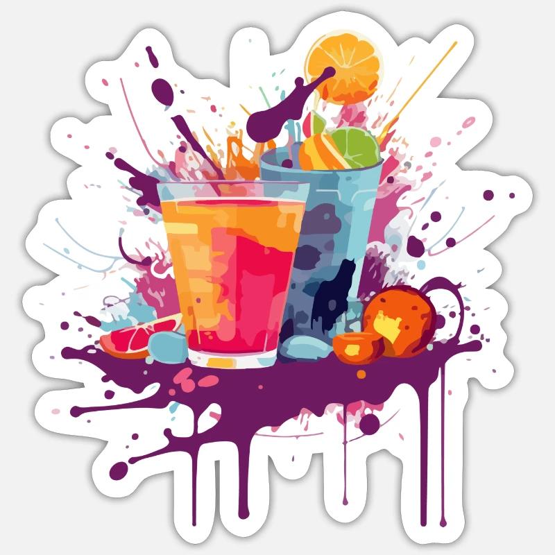 Cocktail 1 - Sticker taille S (10 x 10 cm) - blanc mat