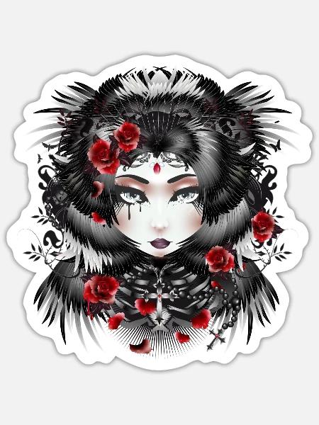 viktorianisches Gothic Porträt einer jungen Frau - Sticker Größe S (10 x 10 cm) - Mattweiß