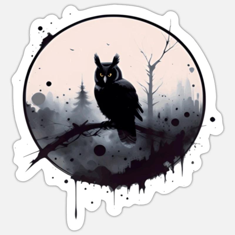 Oiseau de nuit - Sticker taille S (10 x 10 cm) - blanc mat