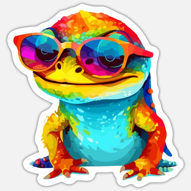Ouk the spectacled lizard - Sticker size S (10 x 10 cm) - white matte