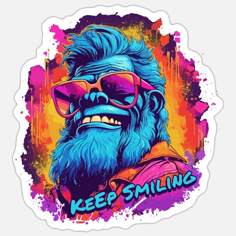 Keep Smiling - Kong - Sticker Größe S (10 x 10 cm) - Mattweiß