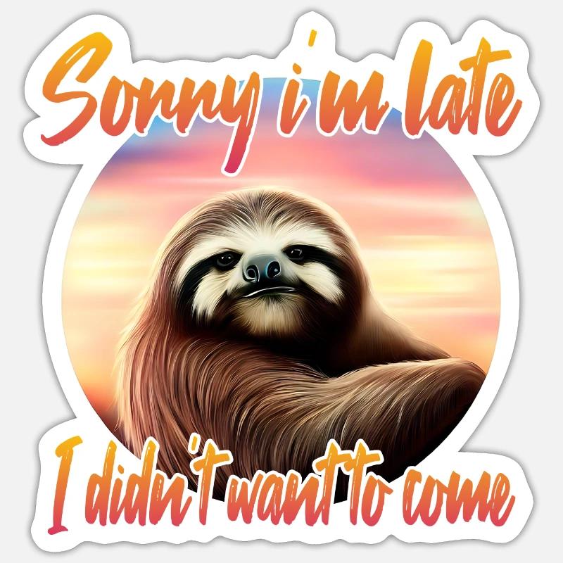 Grim sloth - Sticker size S (10 x 10 cm) - white matte