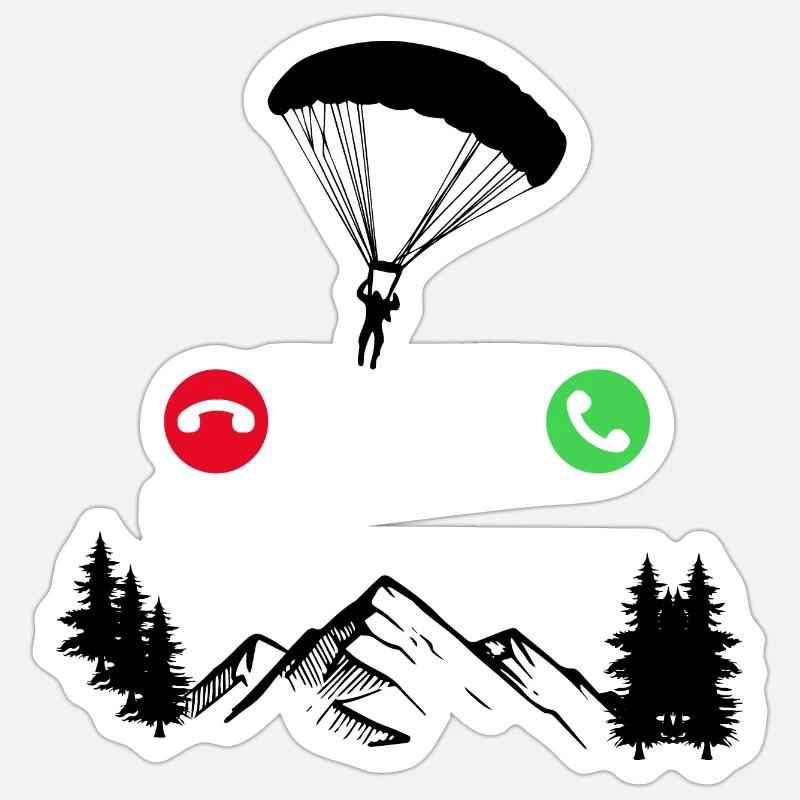 Der Himmel ruft Skydiver Fallschirm Extreme Sticker Größe S (10 x 10 cm)