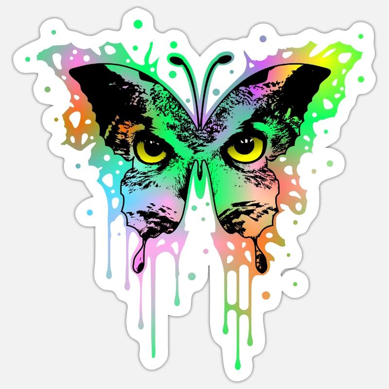 Hibou Papillon 1 - Sticker taille S (10 x 10 cm) - blanc mat