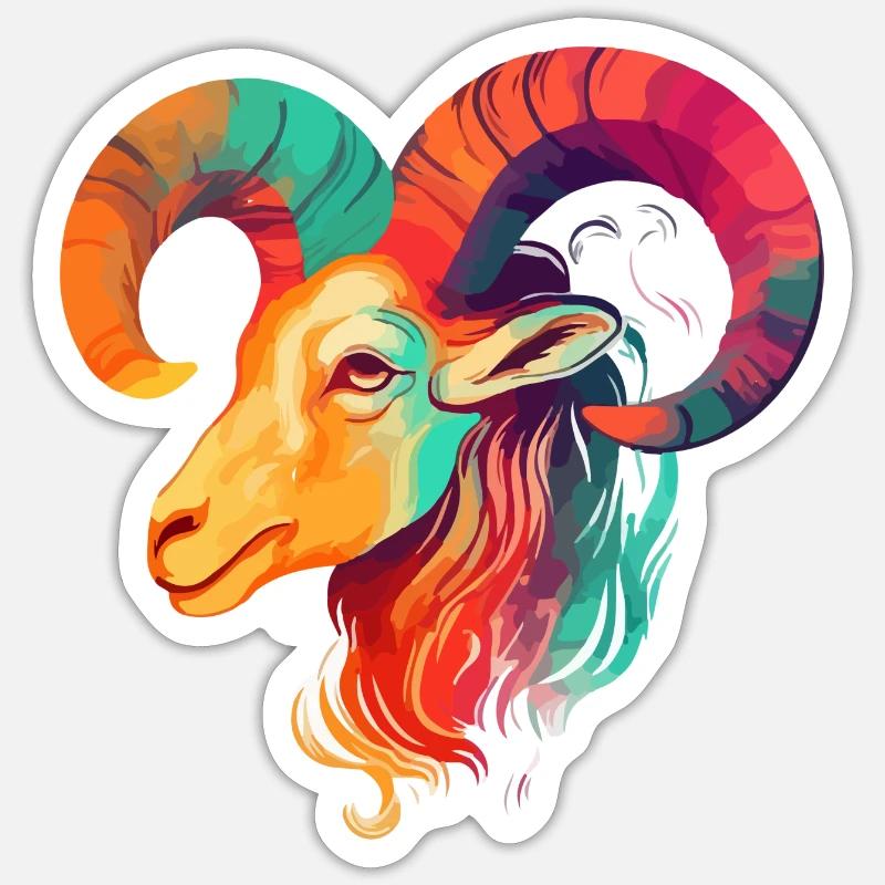 Yuki der Widder - Sticker Größe S (10 x 10 cm) - Mattweiß