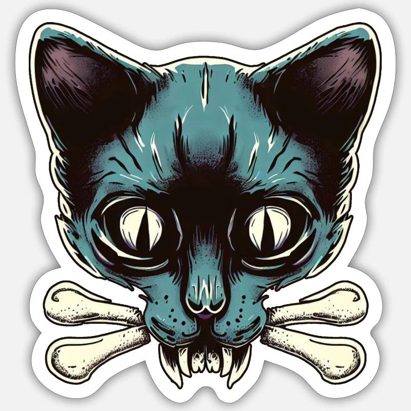 Chat vampire mort-vivant Sticker taille S (10 x 10 cm)