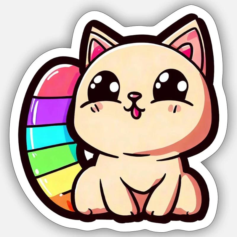rainbow cat - Sticker Größe S (10 x 10 cm) - Mattweiß