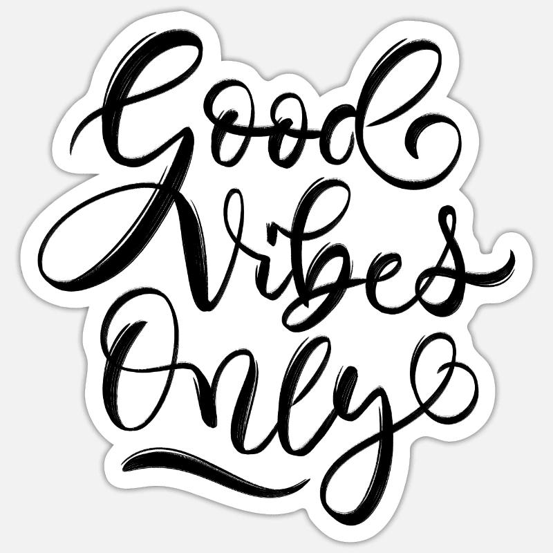 Bonnes vibrations seulement - Sticker taille S (10 x 10 cm) - blanc mat