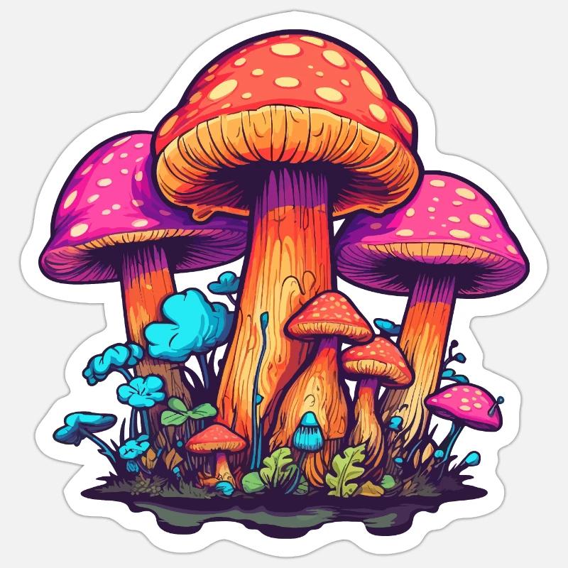 Psychédélique champi Sticker taille S (10 x 10 cm)