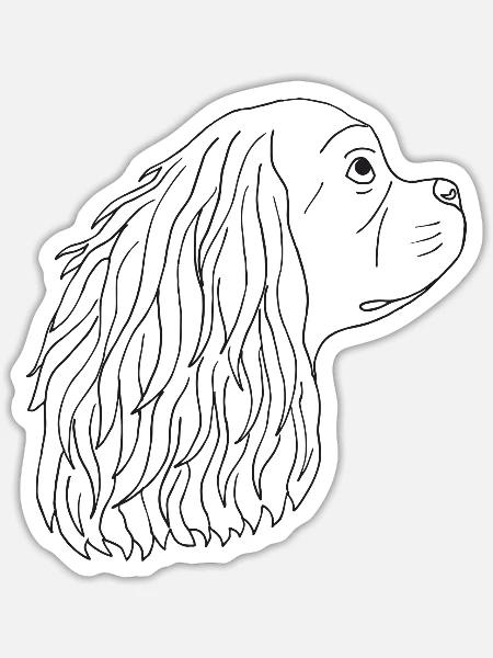 Cavalier King Charles Spaniel - Sticker Größe S (10 x 10 cm) - Mattweiß