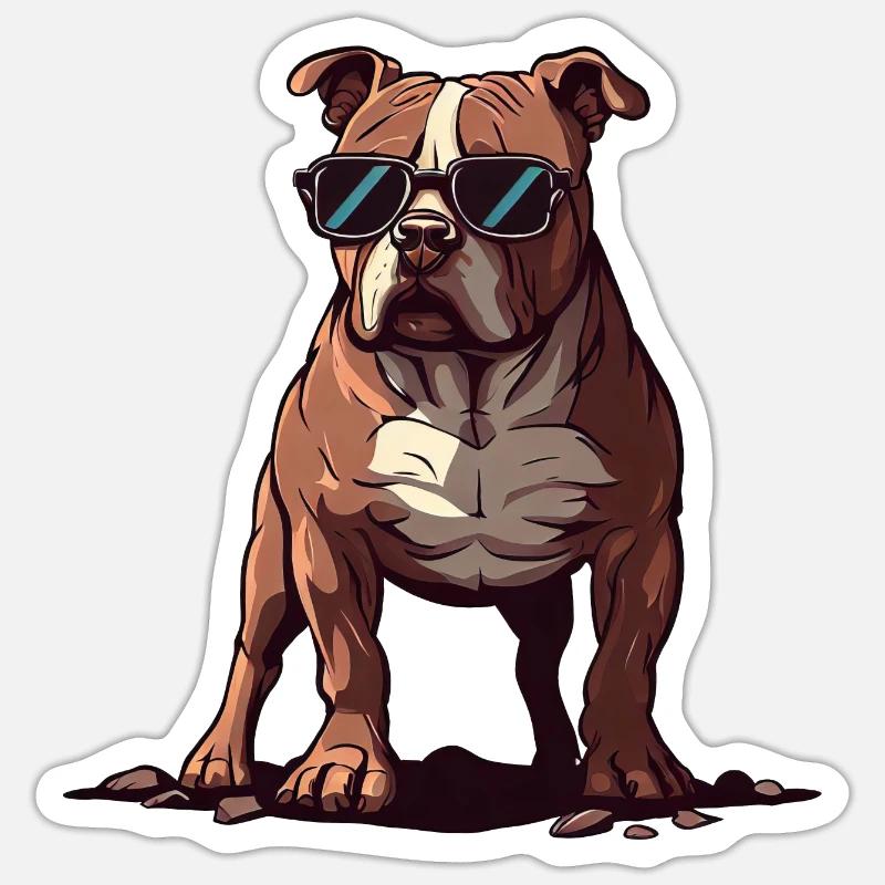 Pitbull der Entdecker - Sticker Größe S (10 x 10 cm) - Mattweiß