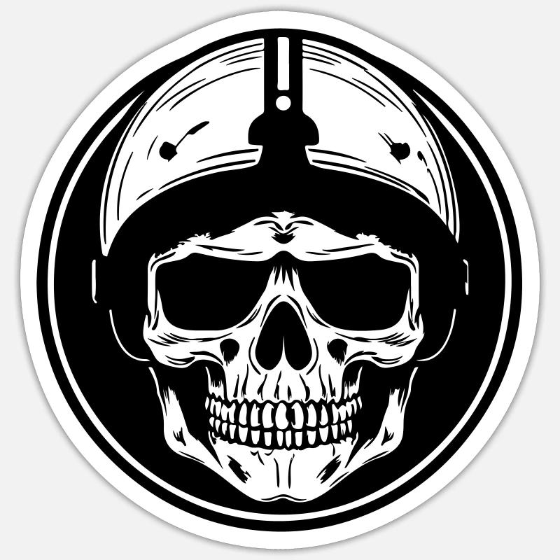 Biker Skull - Sticker size S (10 x 10 cm) - white matte