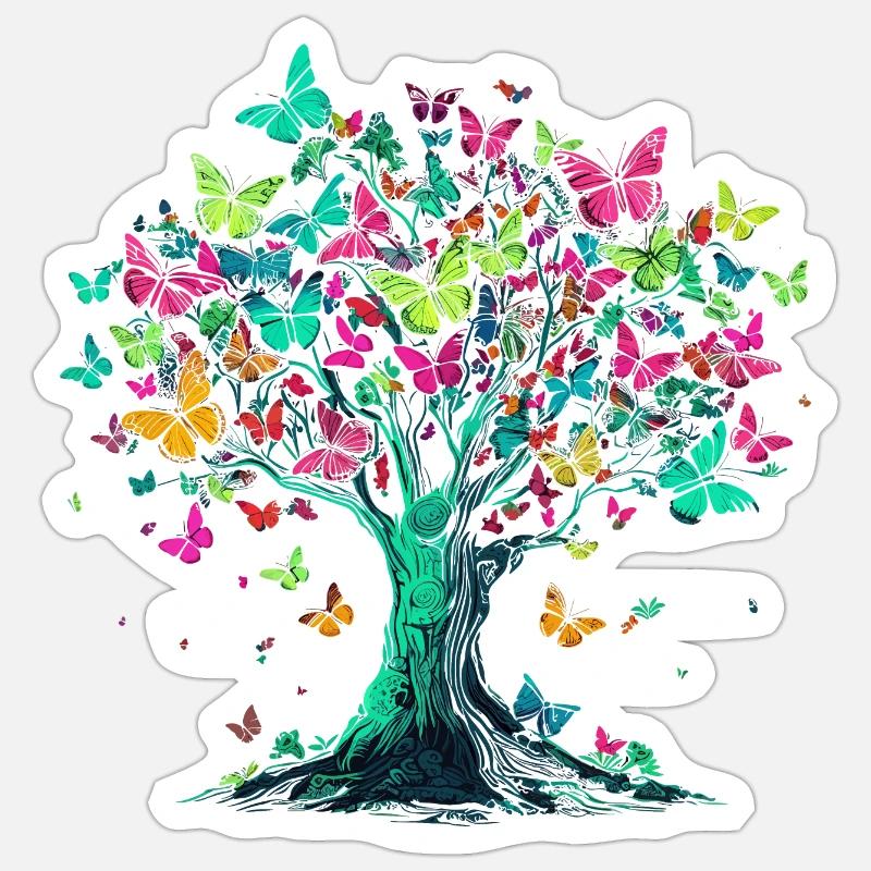 Butterfly Tree Nature Predator Insect Sticker size S (10 x 10 cm)