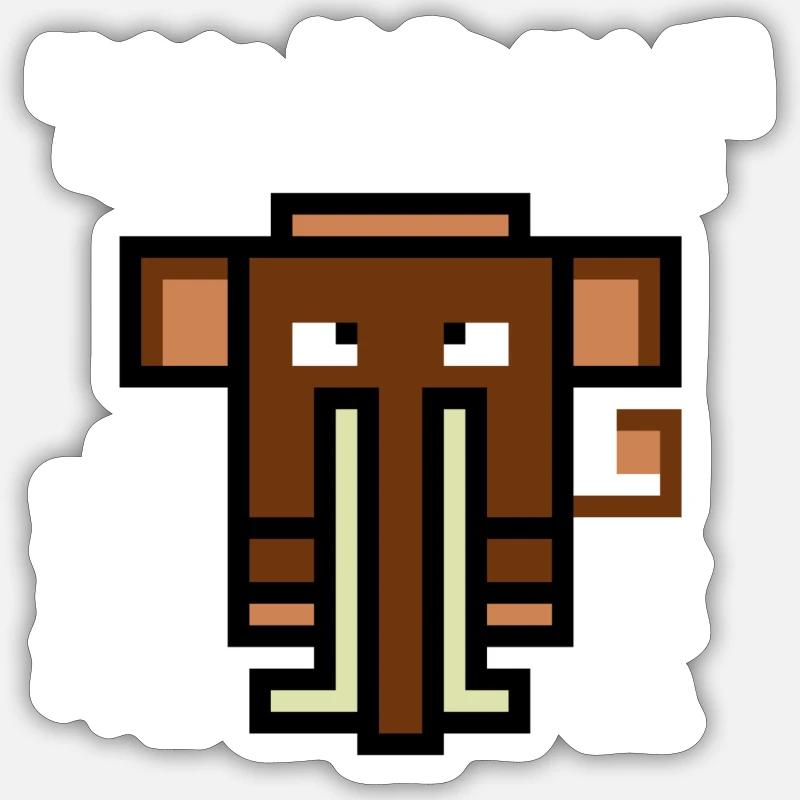 Mammouth multilingue - Sticker taille S (10 x 10 cm) - blanc mat