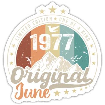 Juni 1977 Retro Vintage Geburtstagsgeschenk 1977 - Sticker Größe S (10 x 10 cm) - Mattweiß - Vorne