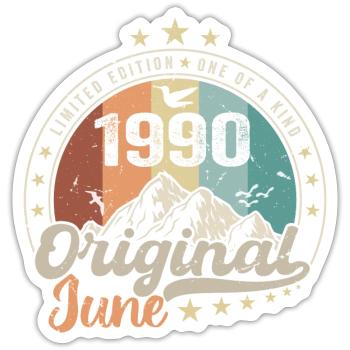 Juin 1990 Retro Vintage Cadeau d’anniversaire 1990 - Sticker taille S (10 x 10 cm) - blanc mat - Devant