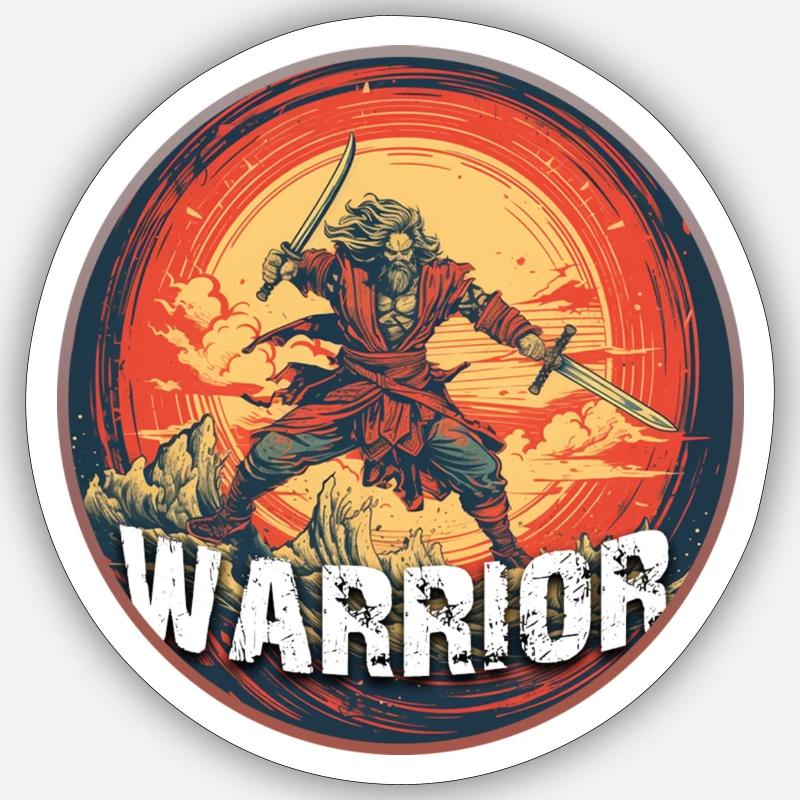 Warrior Design Logo Comic Stil Sticker Größe S (10 x 10 cm)