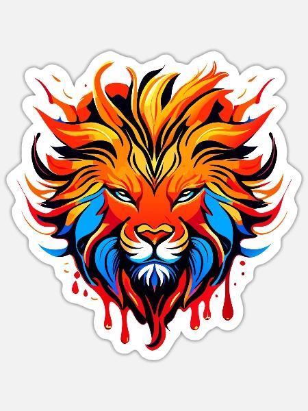 Löwe, Sternzeichen farbig - Sticker Größe S (10 x 10 cm) - Mattweiß