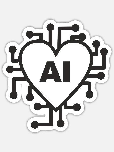 Ich liebe KI - Sticker Größe S (10 x 10 cm) - Mattweiß