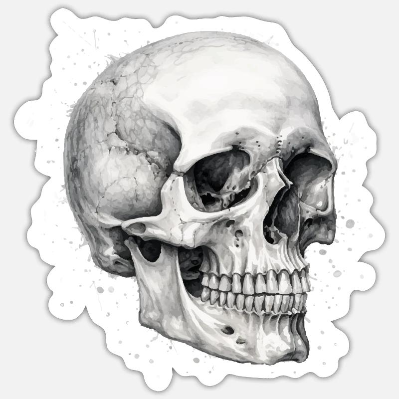 Pencil skull - Sticker size S (10 x 10 cm) - white matte