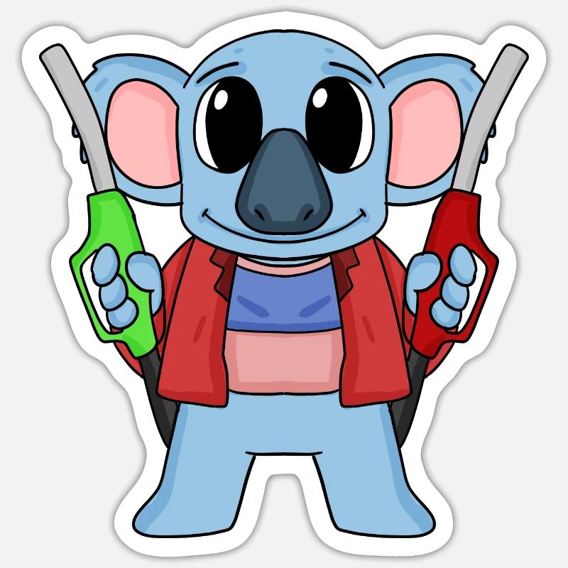 Gas station attendant Koala gas station - Sticker size S (10 x 10 cm) - white matte