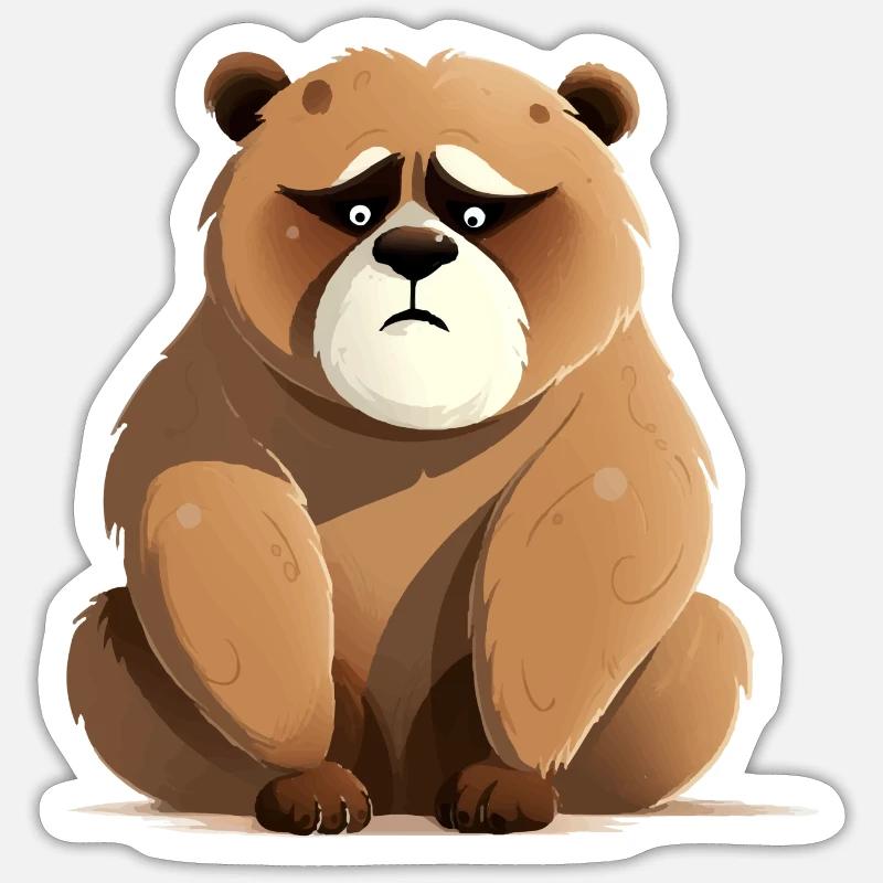 Bibi l'ours grognon - Sticker taille S (10 x 10 cm) - blanc mat