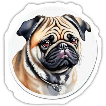 Pug - Sticker size S (10 x 10 cm) - white matte - Front