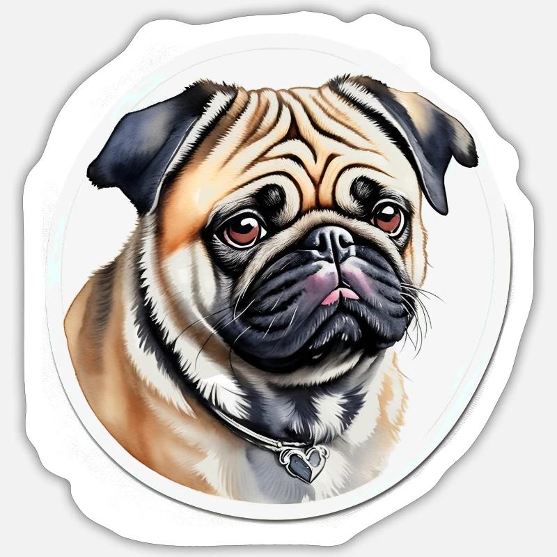 Pug - Sticker size S (10 x 10 cm) - white matte