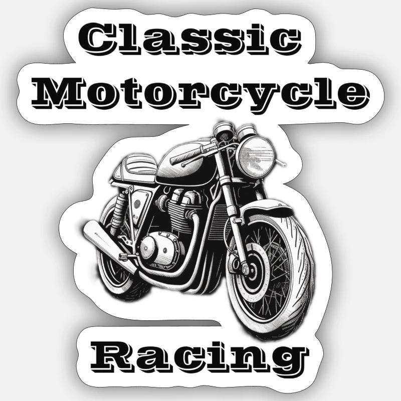 Course de moto classique Sticker taille S (10 x 10 cm)