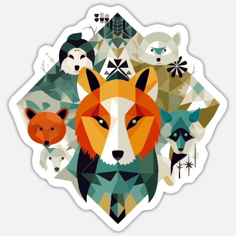 Geometric animals No. 2 - Sticker size S (10 x 10 cm) - white matte