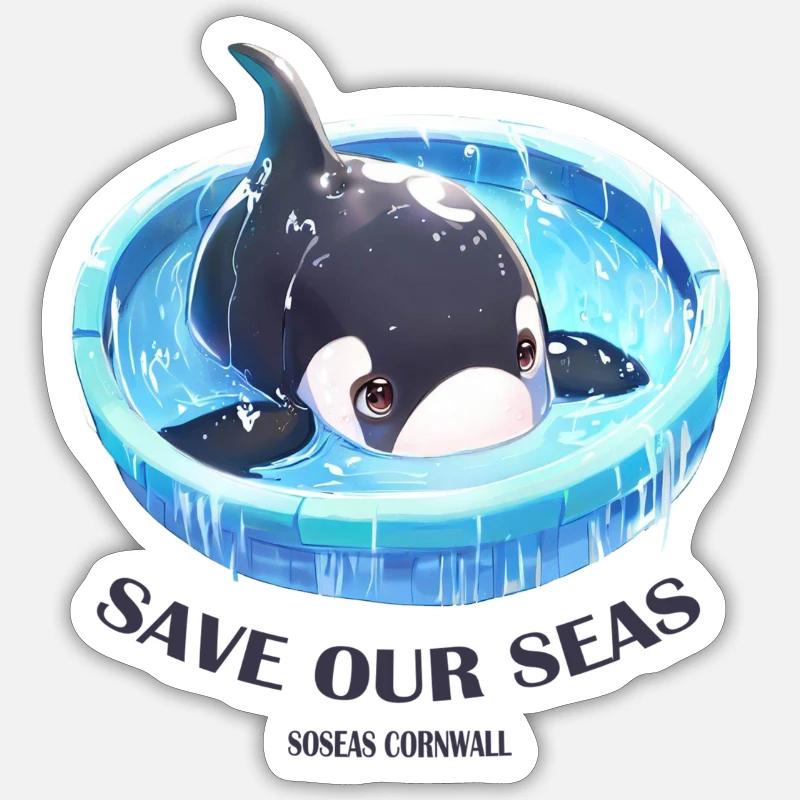 Captive Orca Print - Sticker size S (10 x 10 cm) - white matte