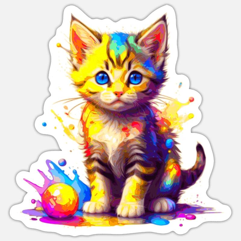 Buntes Kätzchen Sticker Größe S (10 x 10 cm)