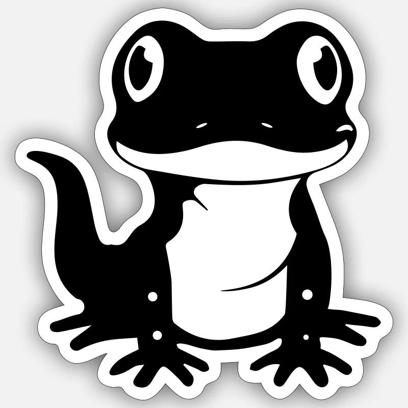 lustiger Gecko - Sticker Größe S (10 x 10 cm) - Mattweiß
