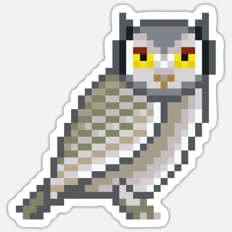 Pixel- Owl - Sticker Größe S (10 x 10 cm) - Mattweiß